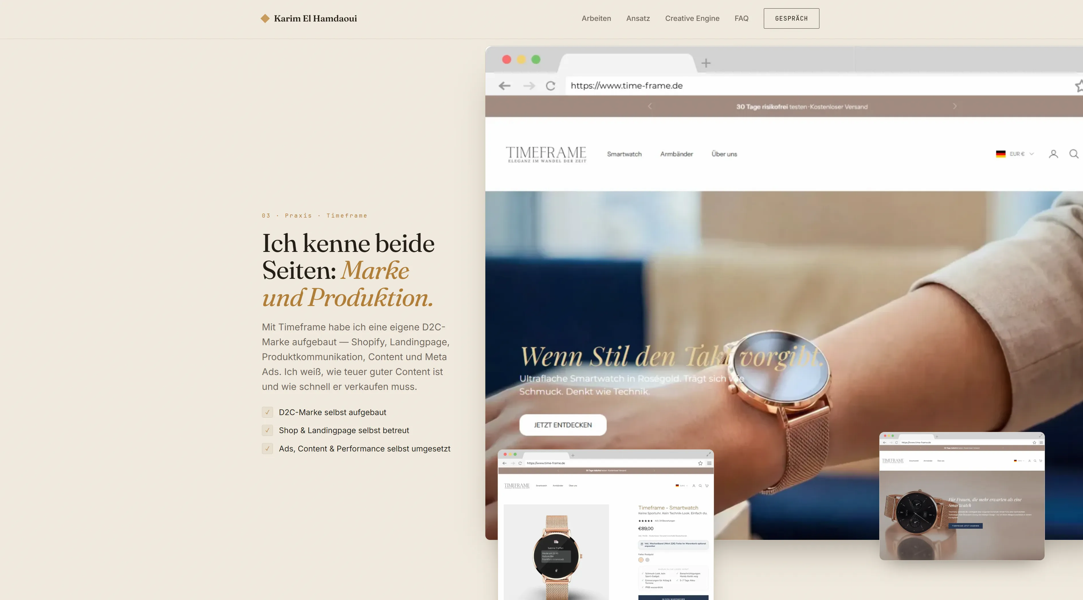 karim-elhamdaoui.com – öffentliche Website mit beruflicher Positionierung als AI Workflow Builder